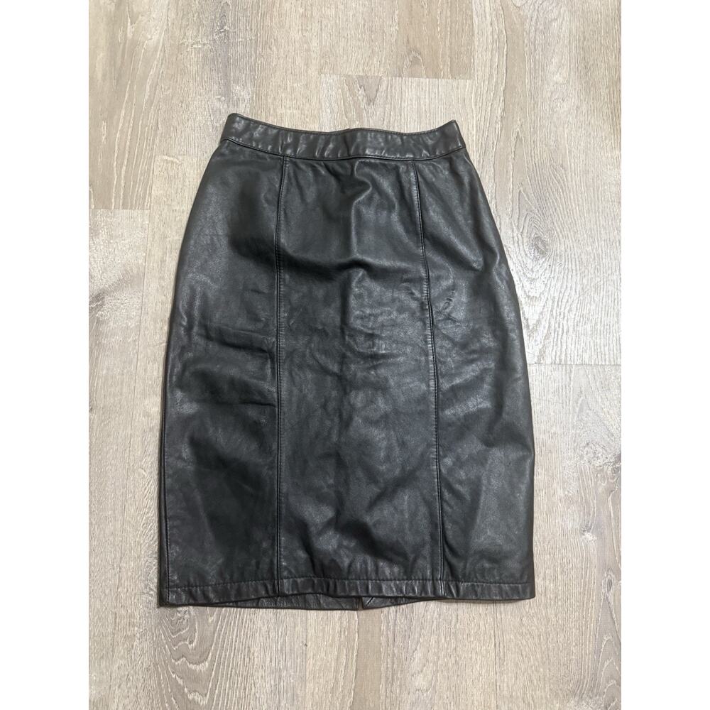 Vintage Cayenne Leather Pencil Skirt Women's 4 Black Midi Festival Mob Wife